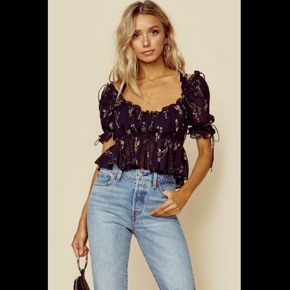 ForLove&Lemons❤️ Adelaide Silk Floral Bustier Top